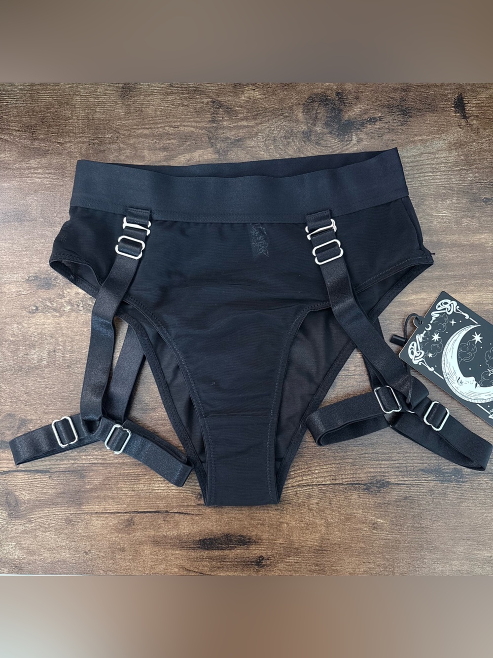 NWT KILLSTAR black mesh panties with removable garters